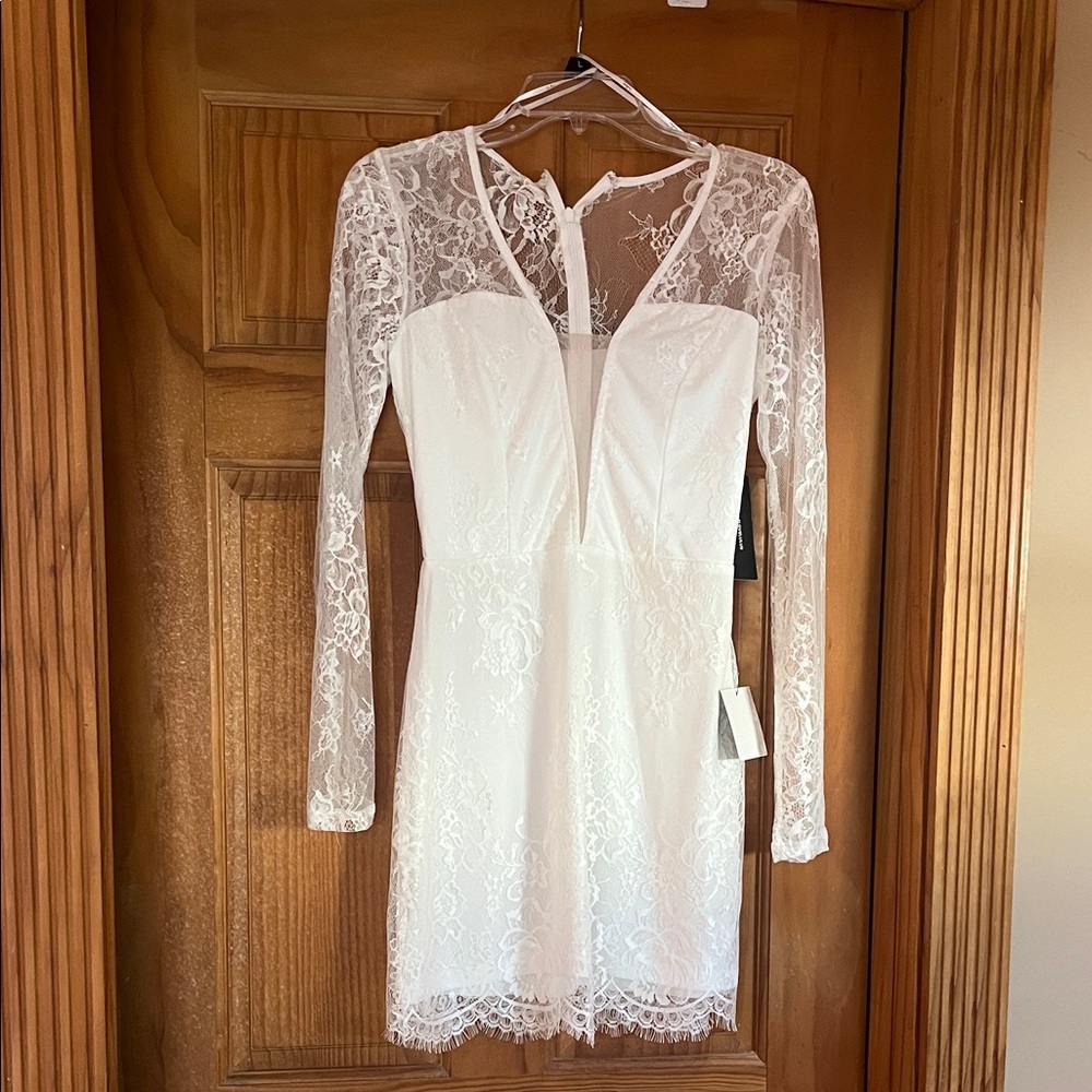 Lulu's White Lace Long Sleeve Dress